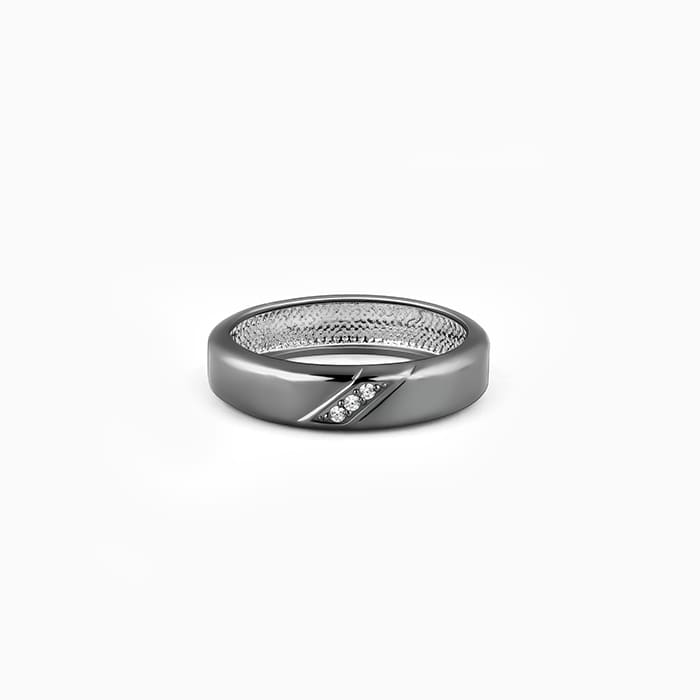 Black Rhodium Zirconia Band For Him