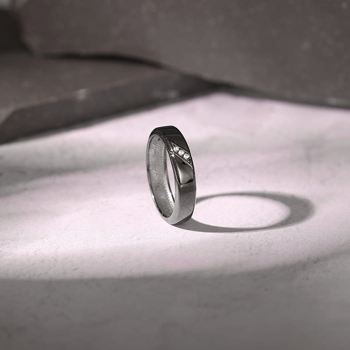 Black Rhodium Zirconia Band For Him