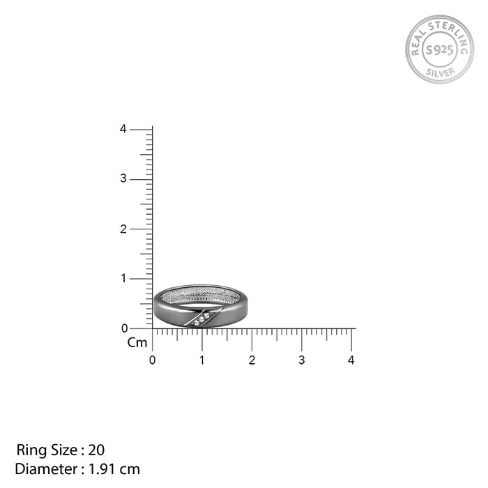 Black Rhodium Zirconia Band For Him