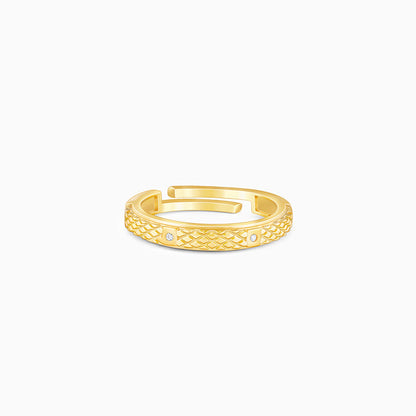 Golden Elegant Pattern Ring Band For Him