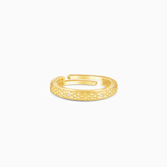 Golden Elegant Pattern Ring Band For Him
