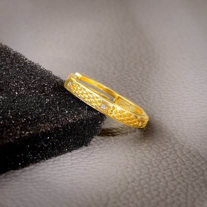 Golden Elegant Pattern Ring Band For Him