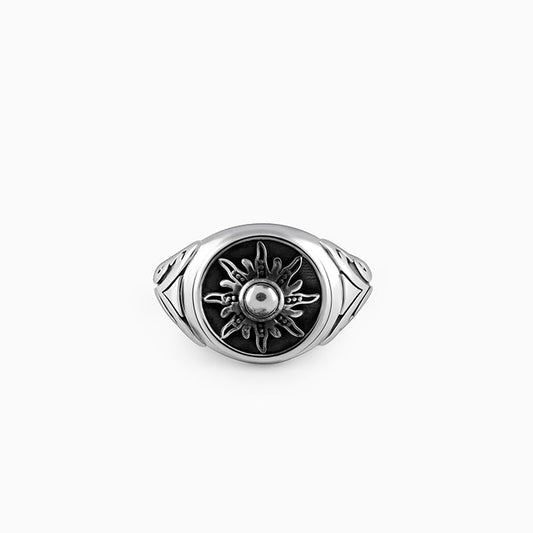 Oxidised Silver Solace Sun Ring for Him