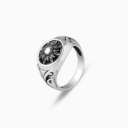 Oxidised Silver Solace Sun Ring for Him