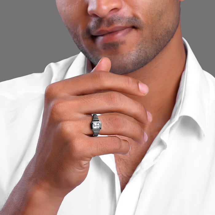 Black Rhodium Nomadic Spirit Ring For Him