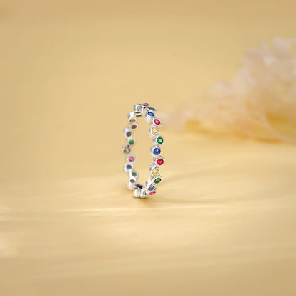 Silver Colourful Elegant Ring
