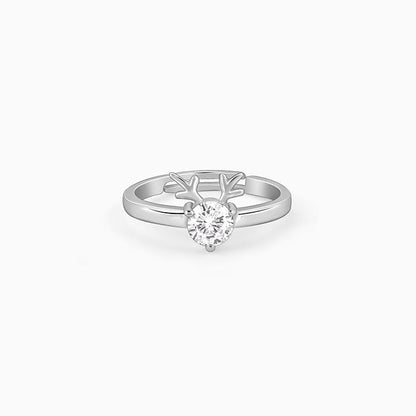 Silver Fawn Heart Ring