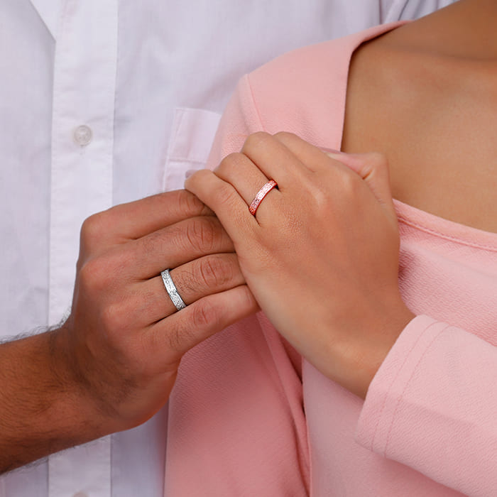 Dual Tone Destined Hearts Couple Bands