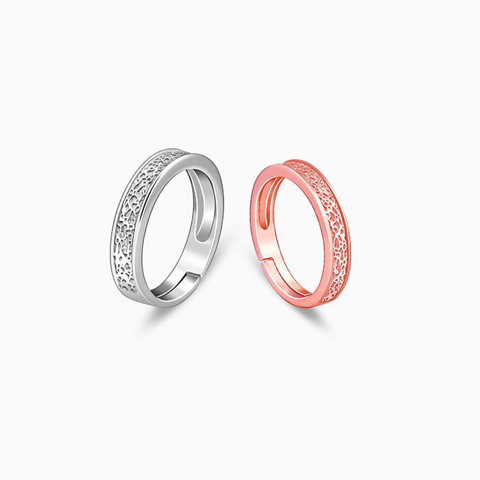 Dual Tone Destined Hearts Couple Bands