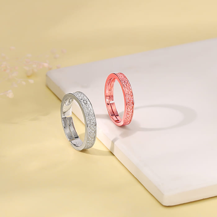 Dual Tone Destined Hearts Couple Bands