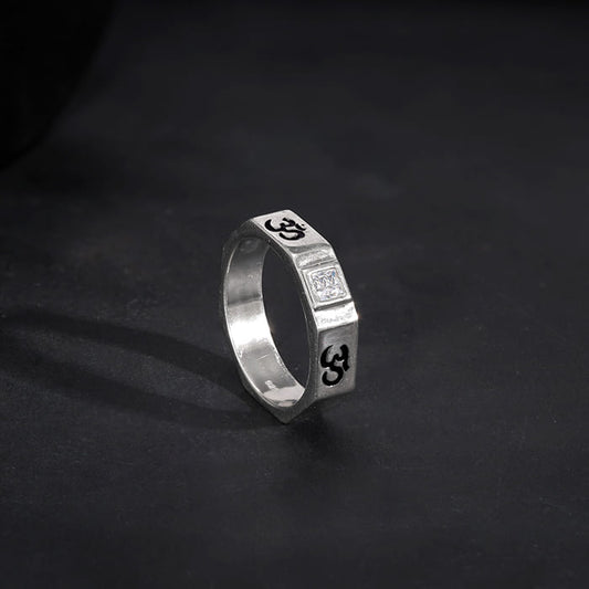 Silver Om Ring For Men