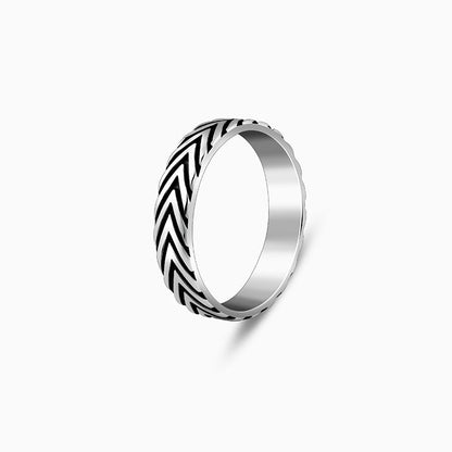 Oxidised Silver Chevron Ring For Him