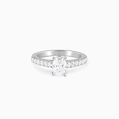 Silver Glowing Oval Ring