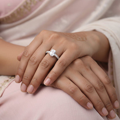 Silver Glowing Oval Ring