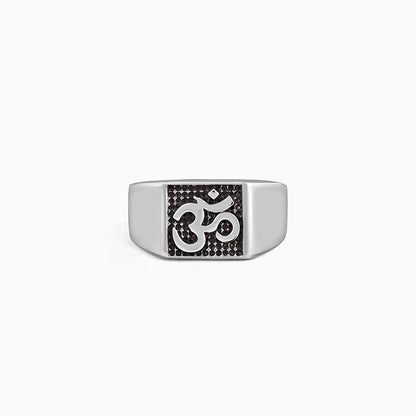 Oxidised Silver Om Ring For Him