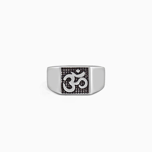 Oxidised Silver Om Ring For Him