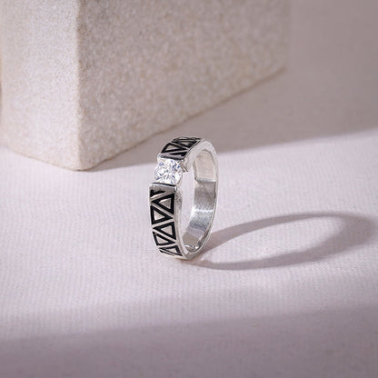 Silver Geometric Majesty Ring For Him