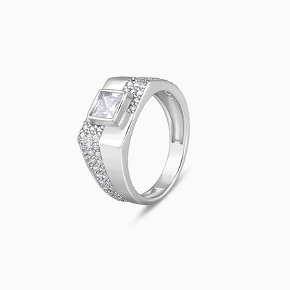 Silver Regal Square Ring For Him