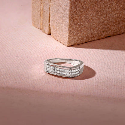 Silver Shimmer Wave Ring For Him