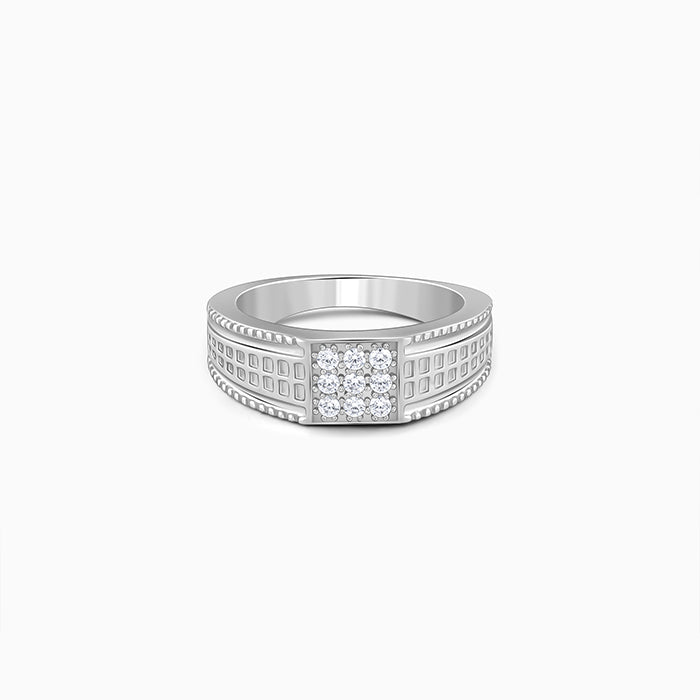 Silver Lustrous Square Ring For Him