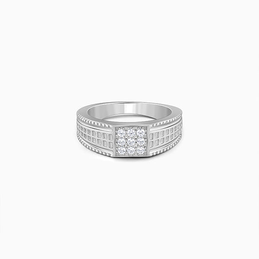 Silver Lustrous Square Ring For Him