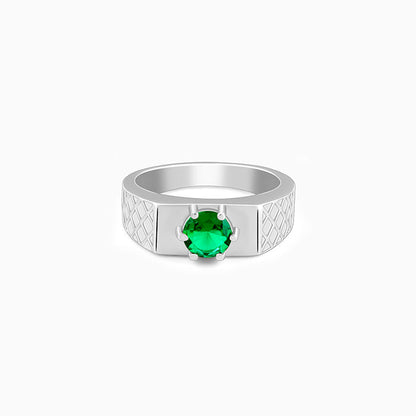Silver Green Enigma Ring For Him