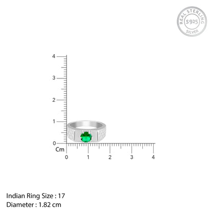 Silver Green Enigma Ring For Him