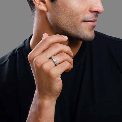 Silver Regal Grid Ring For Him