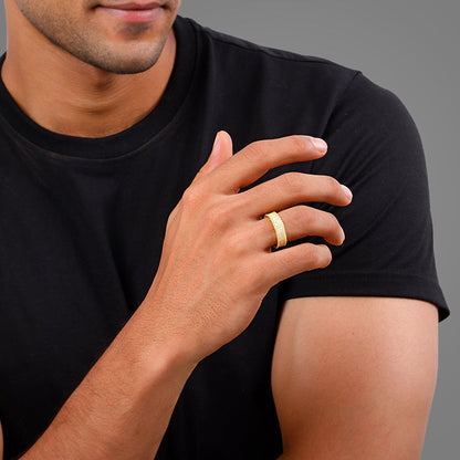Golden Bold Edge Ring For Him