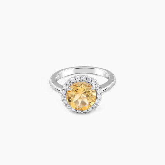 Silver Yellow Citrine Ring