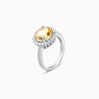 Silver Yellow Citrine Ring