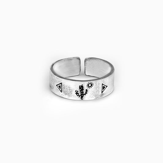 Oxidised Silver Archaic Ring