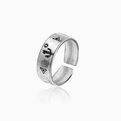 Oxidised Silver Archaic Ring