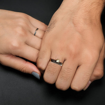 Oxidised Silver Celestial Love Couple Bands