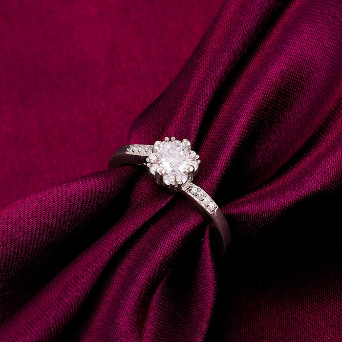 Silver Zircon Twist Ring