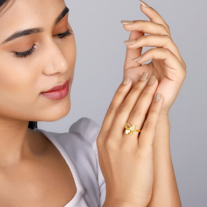 Golden Butterfly Bloom Ring