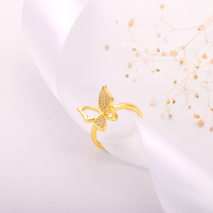 Golden Butterfly Bloom Ring