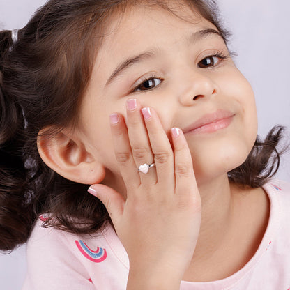 Silver Baby Pink Love Kids Ring