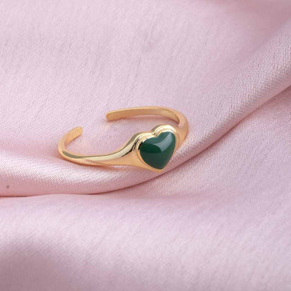 Green Heart Ring- 18k Gold Vermeil