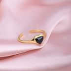 Small Black Heart Ring- 18k Gold Vermeil