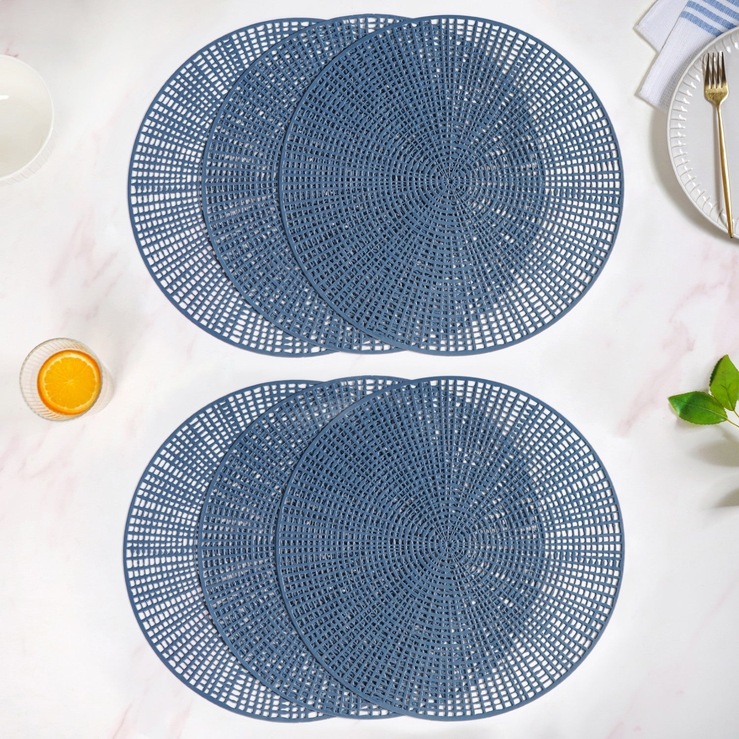 Radial Blue Web Placemat Set Of 6