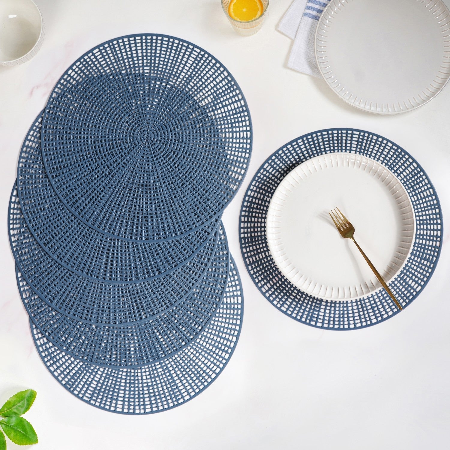 Radial Blue Web Placemat Set Of 6
