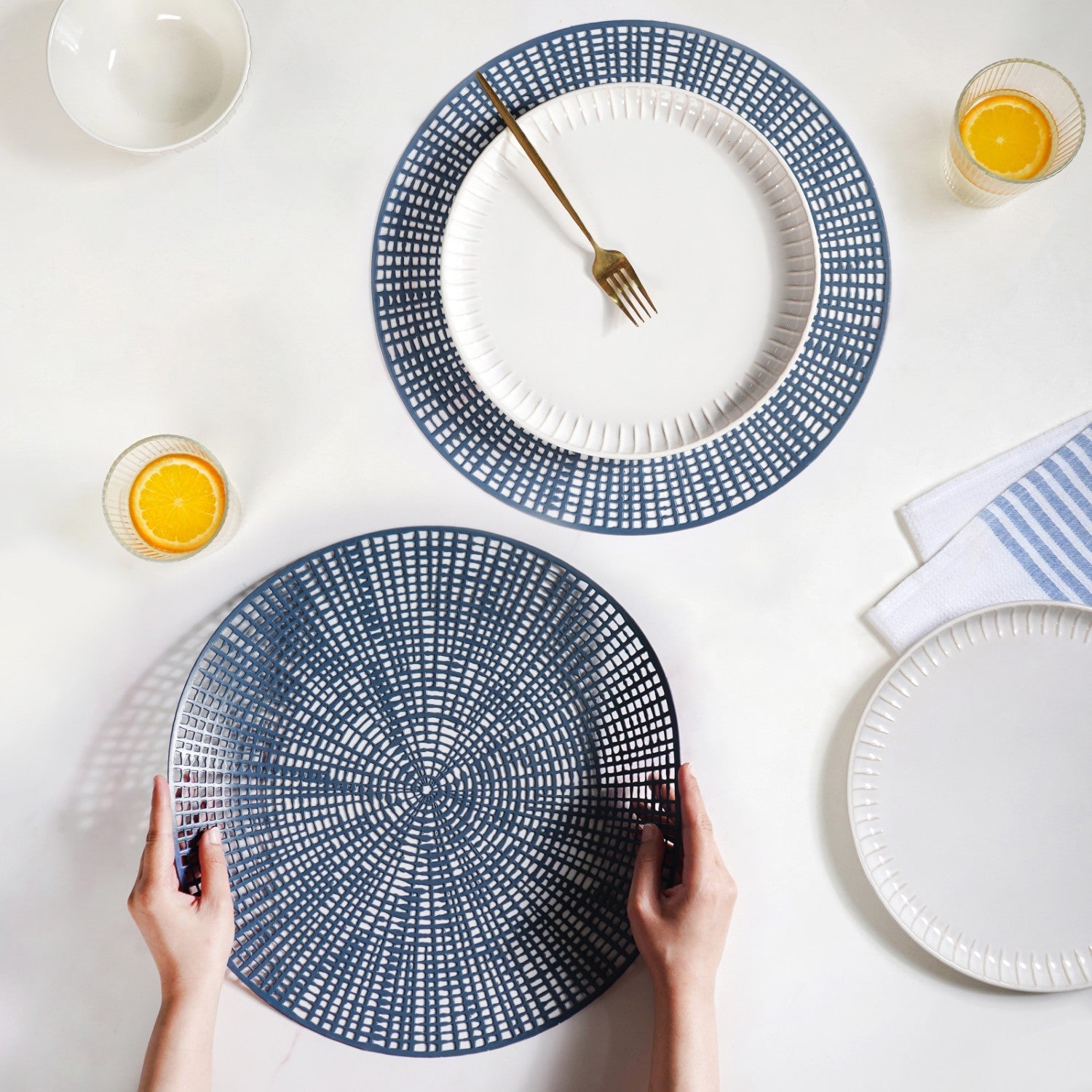 Radial Blue Web Placemat Set Of 6