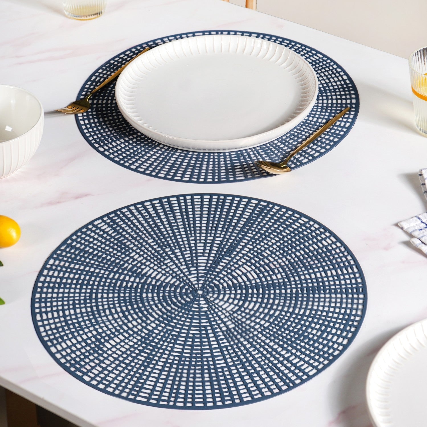 Radial Blue Web Placemat Set Of 6