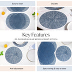 Radial Blue Web Placemat Set Of 6