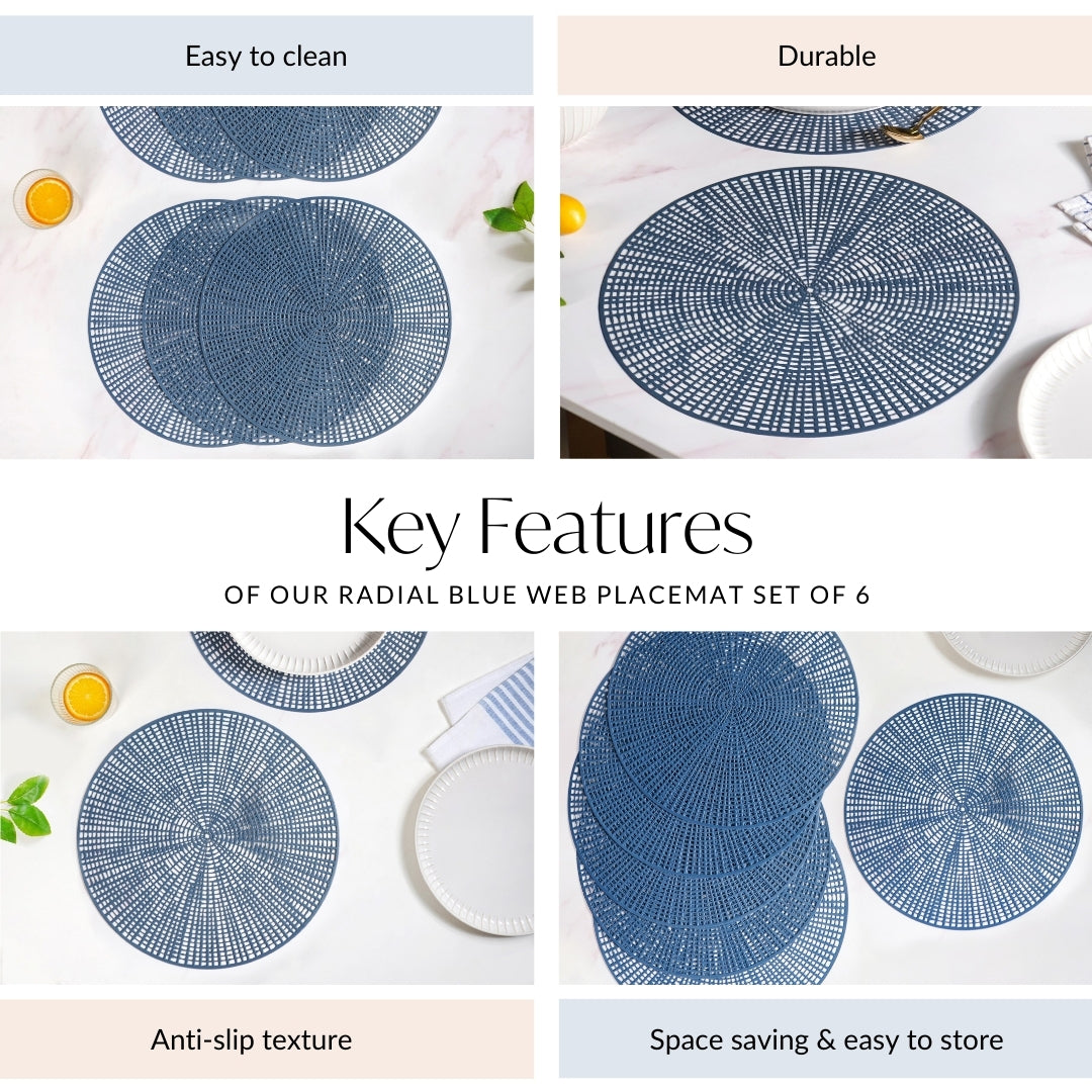 Radial Blue Web Placemat Set Of 6