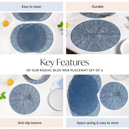 Radial Blue Web Placemat Set Of 6