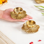 Radiant Bloom Aluminium Tealight Holder Set Of 2 In Festive Gift Box