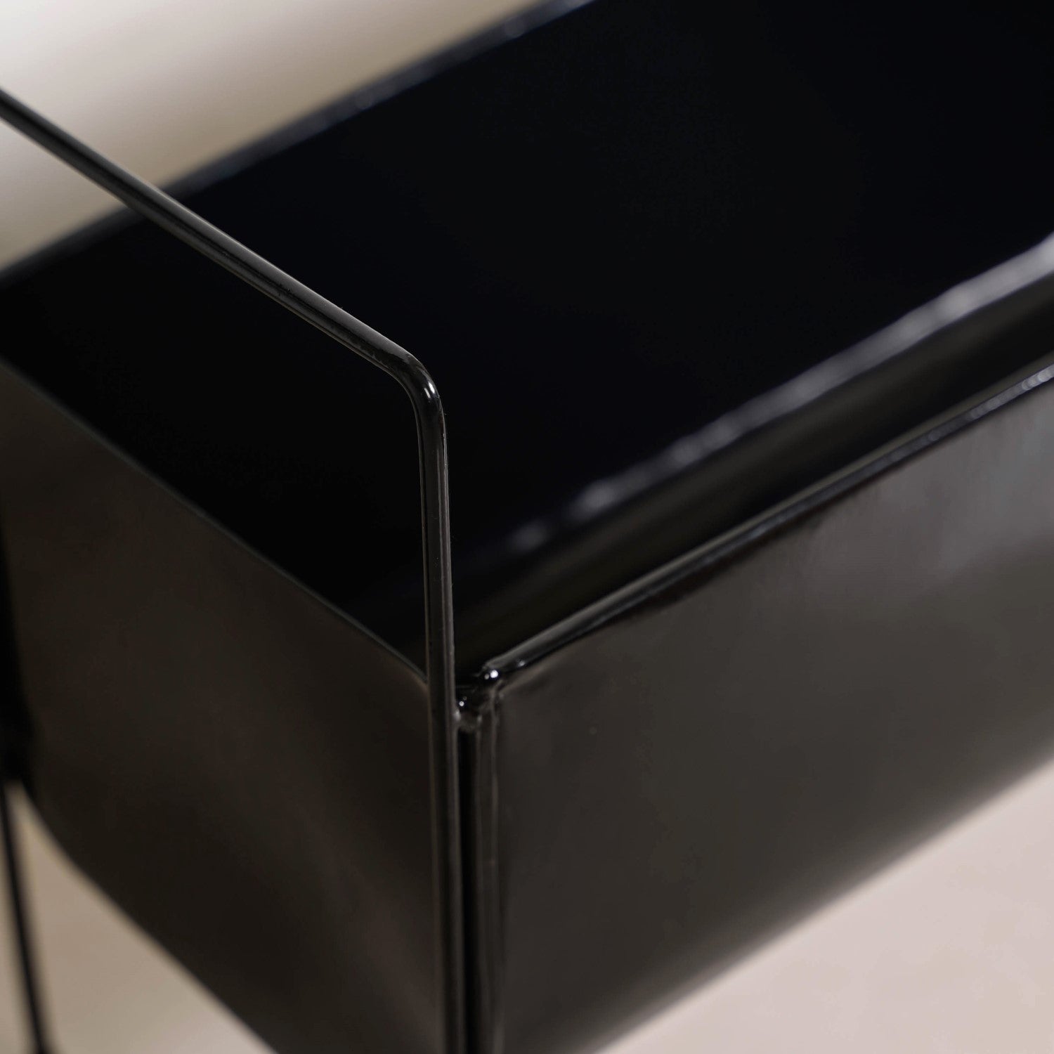 Raised Iron Trough Planter With Handle Black