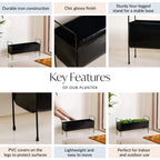 Raised Iron Trough Planter With Handle Black